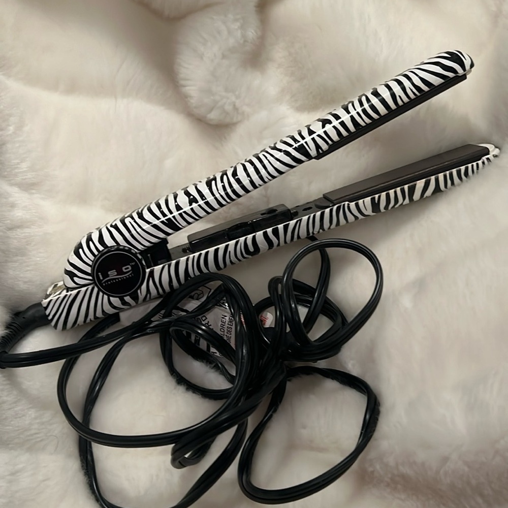 I S O PROFESSIONAL 1 INCH STRAIGHT IRON. ZEBRA PRINT. Gently used.